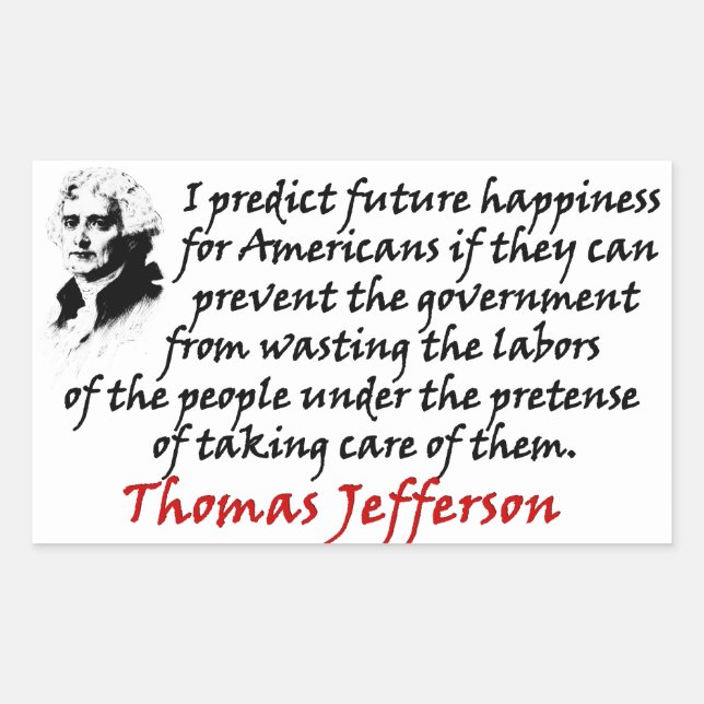 Pegatina Rectangular Jefferson: Prevenir Al Gobierno (Anverso)