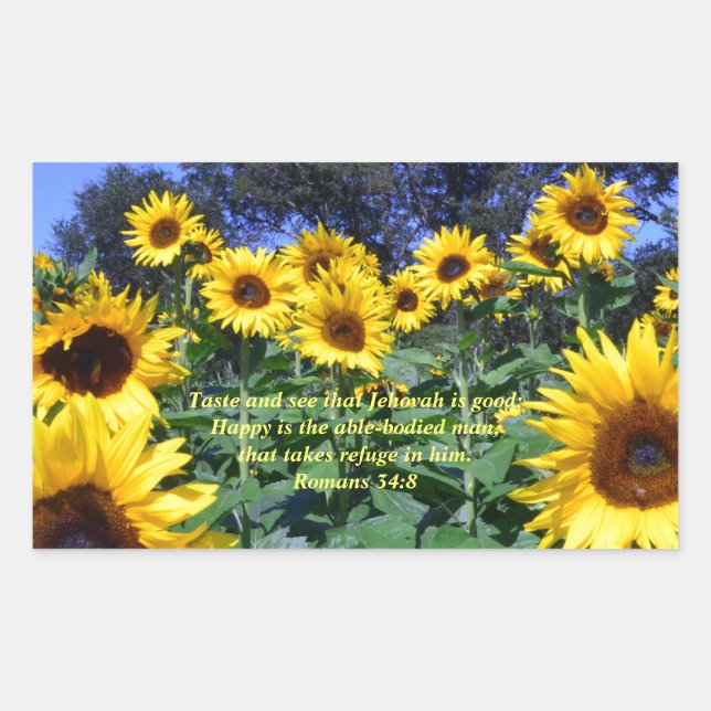 Pegatina Rectangular Jehová, Dios, es buen romano 34:8 (Anverso)