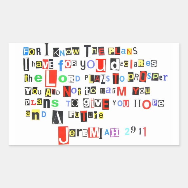 Pegatina Rectangular Jeremías 29:11 (Anverso)