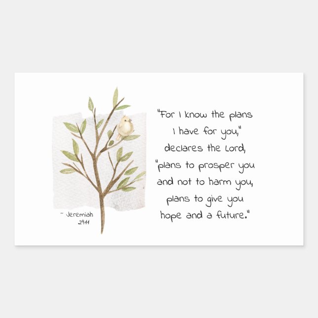 Pegatina Rectangular Jeremías 29:11 Porque conozco los planes que tengo (Anverso)
