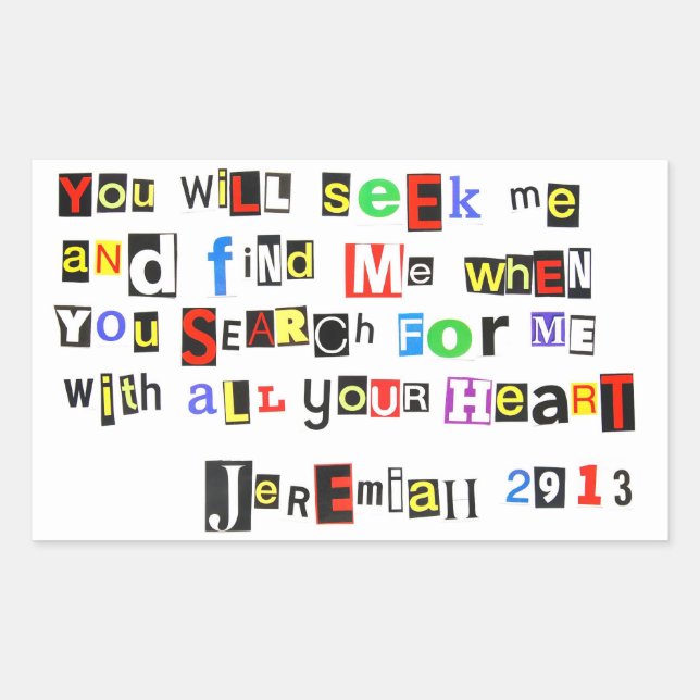 Pegatina Rectangular Jeremías 29:13 (Anverso)
