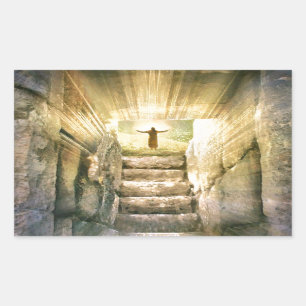 Pegatina Rectangular Jesús en la resurrección vacía de Pascua de la