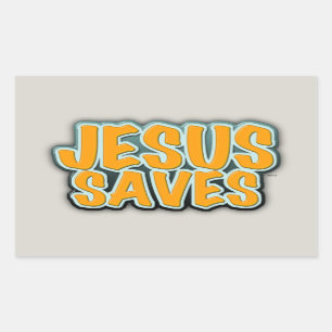 Pegatina Rectangular Jesus Saves