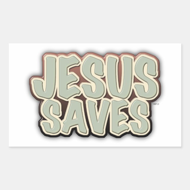 Pegatina Rectangular Jesus Saves (Anverso)