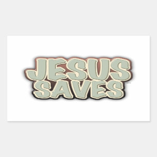 Pegatina Rectangular Jesus Saves