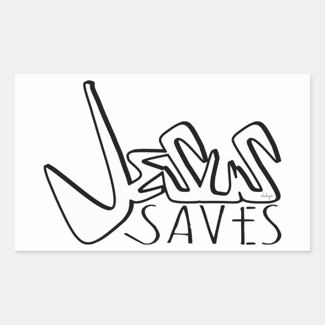 PEGATINA RECTANGULAR JESUS SAVES GRAFFITI (Anverso)
