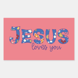 Pegatina Rectangular Jesús te ama