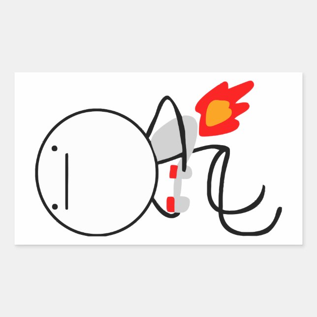 Pegatina Rectangular Jet Pack Guy (Anverso)