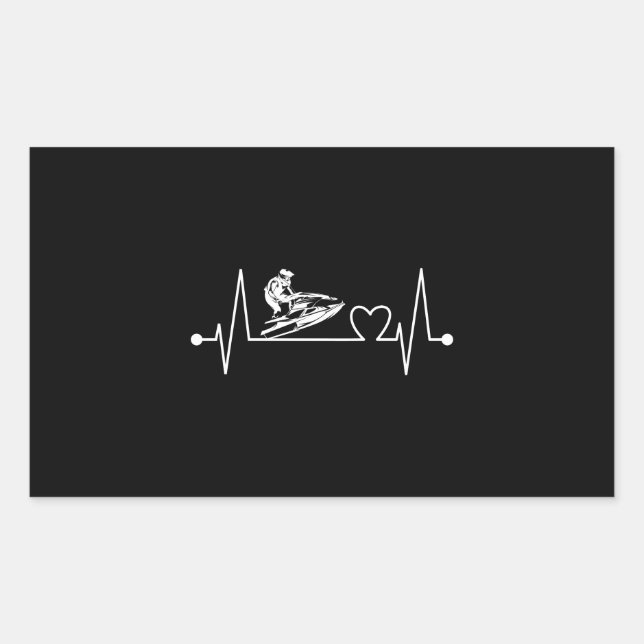 Pegatina Rectangular Jet Ski Heartbeat Heart Line (Anverso)