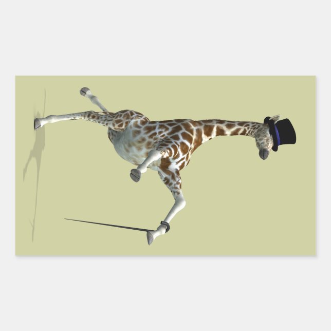 Pegatina Rectangular Jirafa bailando tap (Anverso)