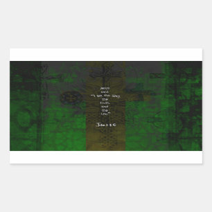 Pegatina Rectangular John 14:6 Biblia Verse Ruta Inspiradora