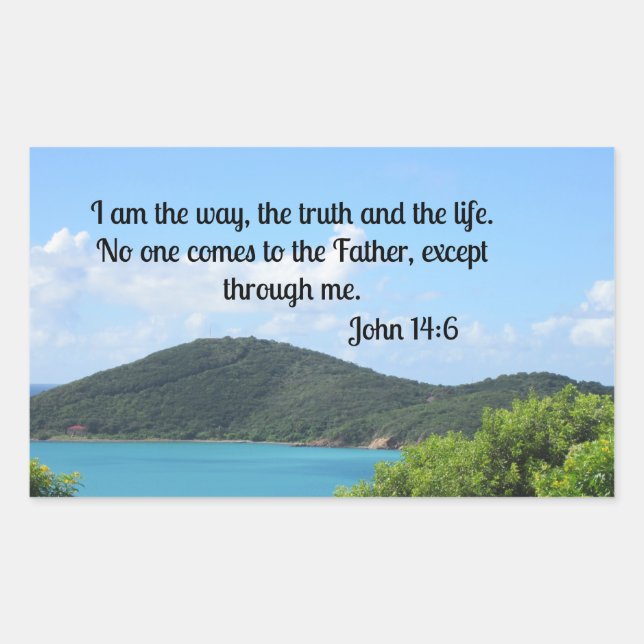 Pegatina Rectangular John 14:6 Yo soy el camino (Anverso)