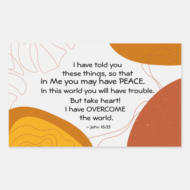 Pegatina Rectangular John 16:33 En mí puedes tener paz (Anverso)