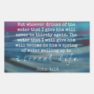 Pegatina Rectangular John 4:14 Agua y cielo