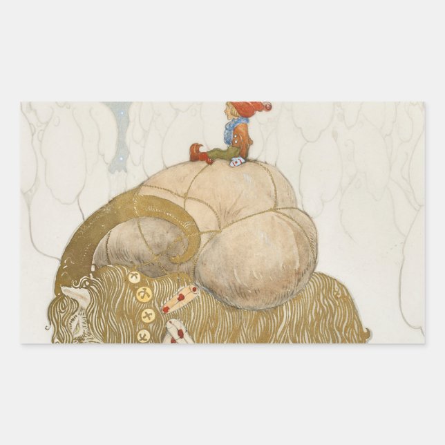 Pegatina Rectangular John Bauer - La cabra de los Navidades (Anverso)