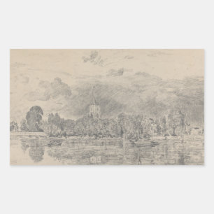 Pegatina Rectangular John Constable - Iglesia de Fulham