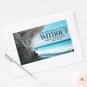 Pegatina Rectangular John F. Kennedy Cita Inspiradora "Propósito"