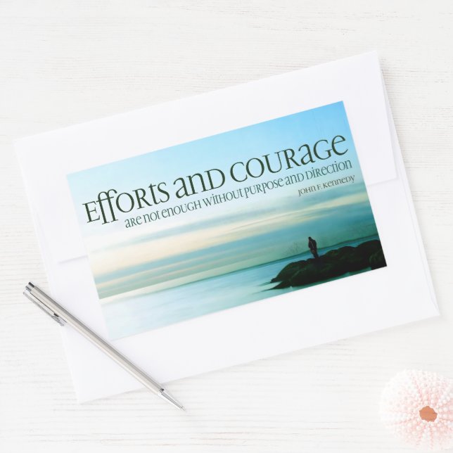 Pegatina Rectangular John F. Kennedy Cita Inspiradora "Propósito" (Sobre)