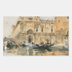 Pegatina Rectangular John Singer Sargent - Río dei Mendicanti, Venecia