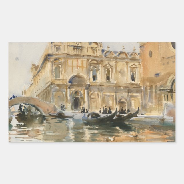 Pegatina Rectangular John Singer Sargent - Río dei Mendicanti, Venecia (Anverso)