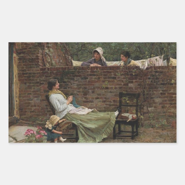 Pegatina Rectangular John William Waterhouse - Buenos vecinos (Anverso)