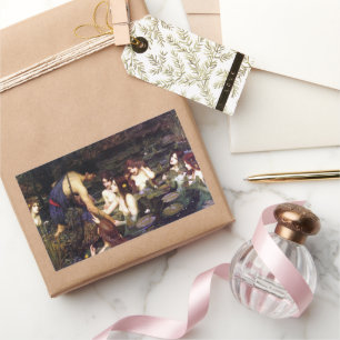 Pegatina Rectangular John William Waterhouse Hylas y los ninfas