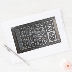 Pegatina Rectangular Johnson Matthem Solid 1oz Silver Bar 762835