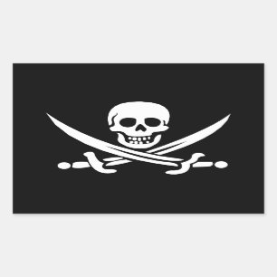 Pegatina Rectangular Jolly Roger volado por Calico Jack