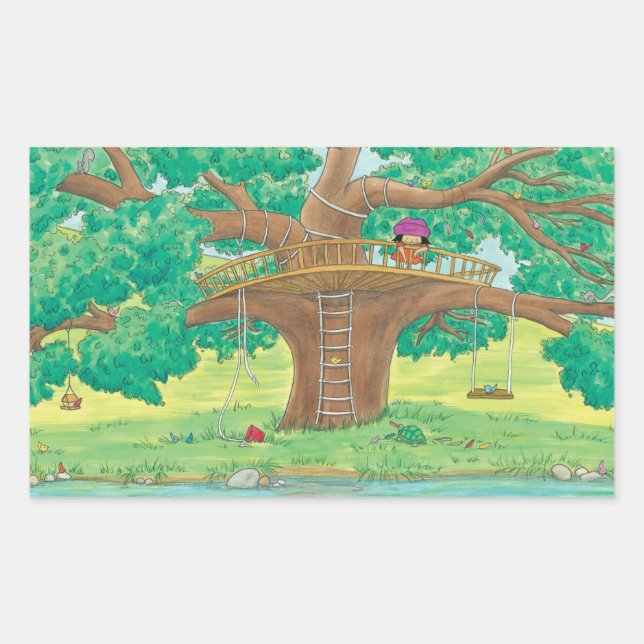 Pegatina Rectangular Joone tree house pegatinas (Anverso)