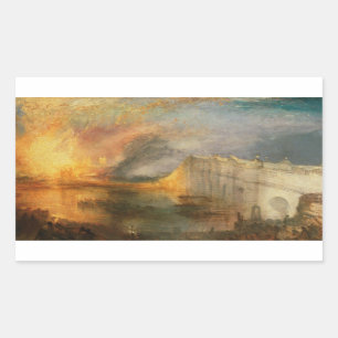 Pegatina Rectangular Joseph Mallord William Turner - El incendio de