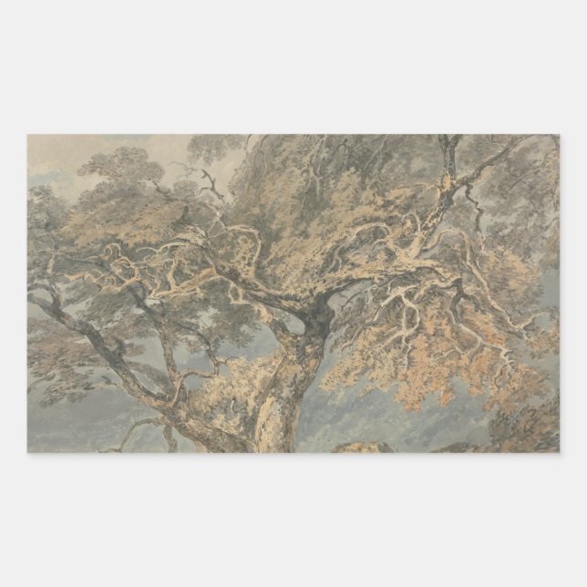 Pegatina Rectangular Joseph Mallord William Turner - Un gran árbol (Anverso)