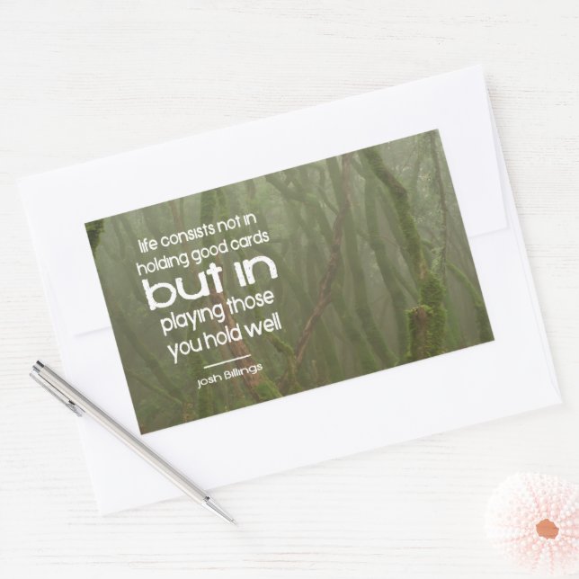 Pegatina Rectangular Josh Billings Cita Inspiradora "Jugar bien" (Sobre)