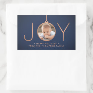 Pegatina Rectangular JOY Photo Navy Blue Copper Elegant vacaciones mode