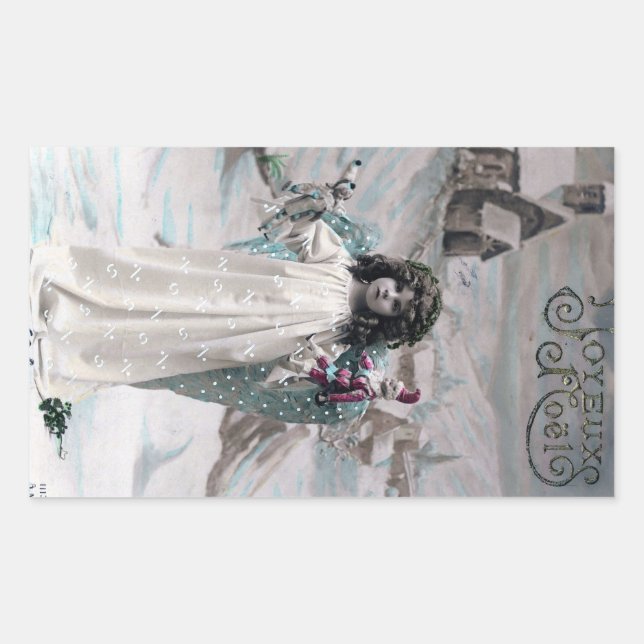 Pegatina Rectangular Joyeux Noel (Anverso)