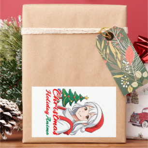 Pegatina Rectangular Joyful kawaii chica - Navidades Holiday Anime