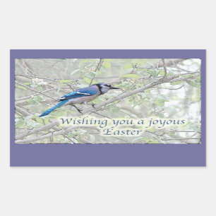 Pegatina Rectangular Joyous Easter Blue Jay Songbird