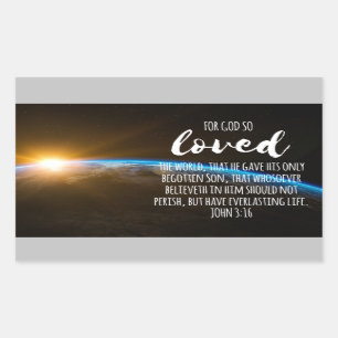 Pegatina Rectangular Juan 3:16 Biblia Verse Christian