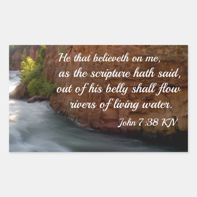 Pegatina Rectangular Juan 7:38 El que cree en mí (Anverso)
