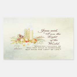 Pegatina Rectangular Juan 8:12 Jesús dijo: Yo soy la Luz del Mundo