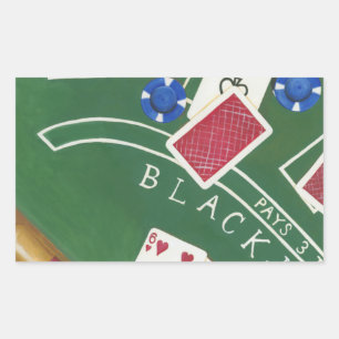 Pegatina Rectangular Juego de Blackjack con chuletas de Chariklia Zarri