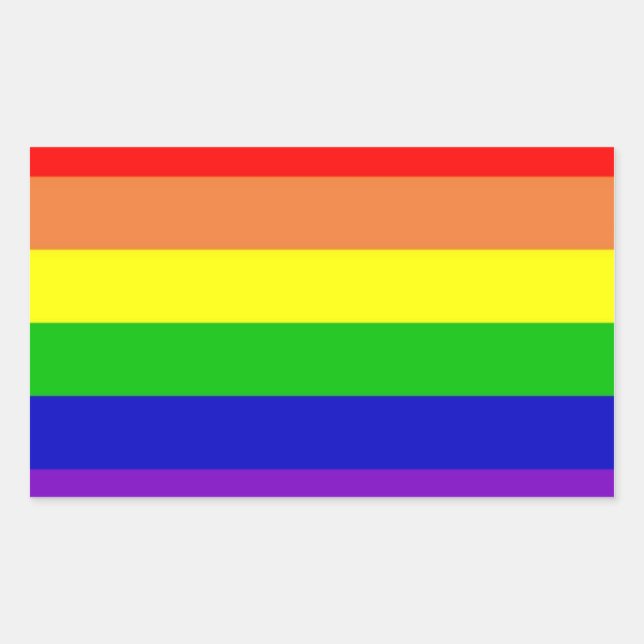 Pegatina Rectangular Juego de Pegatinas de bandera arcoiris (Anverso)