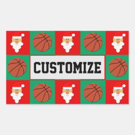 Pegatina Rectangular Jugador de baloncesto Nombre personalizado Navidad