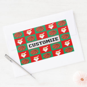 Pegatina Rectangular Jugador de baloncesto Nombre personalizado Navidad