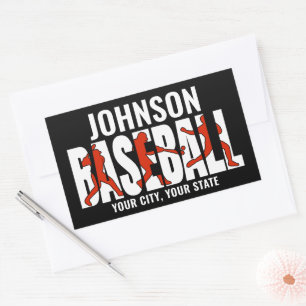 Pegatina Rectangular Jugador de Juego de Béisbol ADD NAME