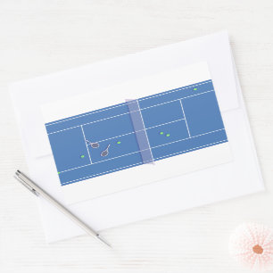 Pegatina Rectangular Jugador de tenis moderno de la pista de tenis azul