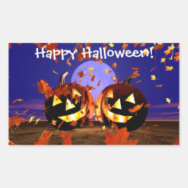 Pegatina Rectangular Jugando las calabazas de Halloween
