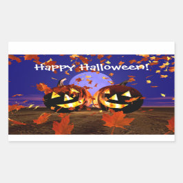 Pegatina Rectangular Jugando las calabazas de Halloween