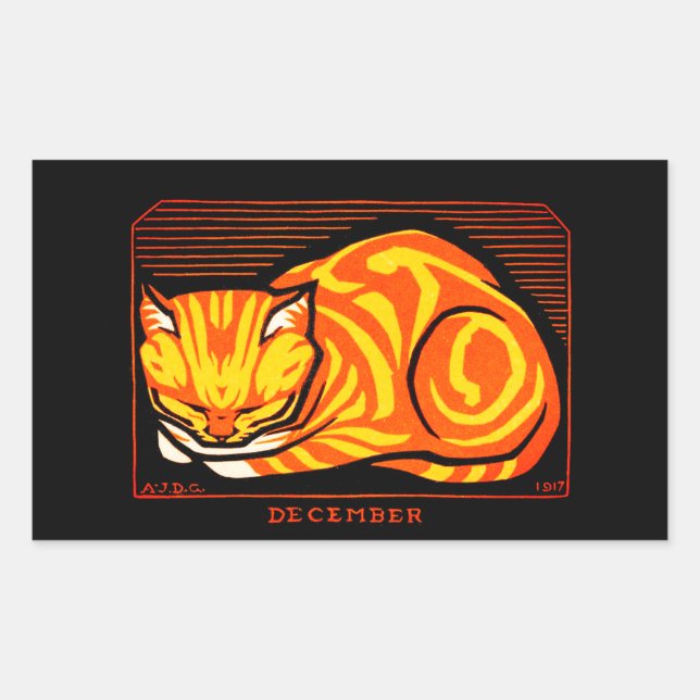 Pegatina Rectangular Julie de Graag December Cat (Anverso)