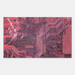 Pegatina Rectangular Junta de circuito cibernético de Fuchsia Electróni