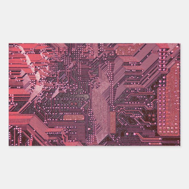 Pegatina Rectangular Junta de circuito cibernético de Fuchsia Electróni (Anverso)